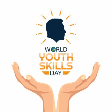 Dünya gençlik becerilerinin vektör grafiği gençlik günü kutlamaları için iyidir. düz dizayn. İlan tasarımı. Düz illüstrasyon.