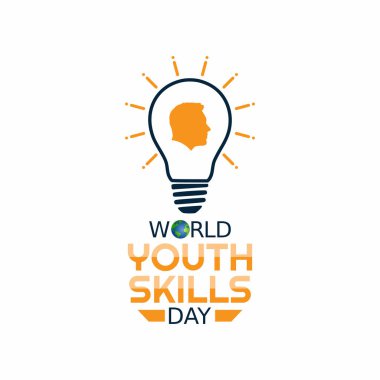 Dünya gençlik becerilerinin vektör grafiği gençlik günü kutlamaları için iyidir. düz dizayn. İlan tasarımı. Düz illüstrasyon.