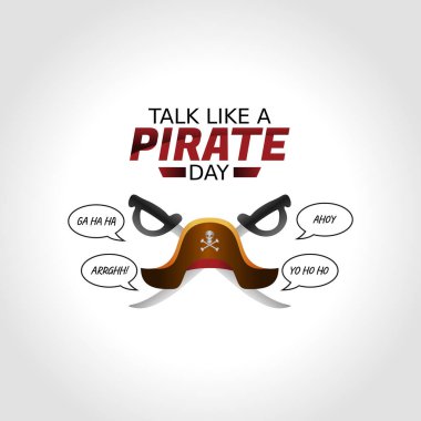 Korsan günü gibi konuşmanın vektör grafiği korsan günü kutlaması gibi konuşmak için iyidir. düz dizayn. İlan tasarımı. Düz illüstrasyon.