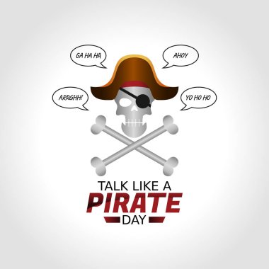 Korsan günü gibi konuşmanın vektör grafiği korsan günü kutlaması gibi konuşmak için iyidir. düz dizayn. İlan tasarımı. Düz illüstrasyon.