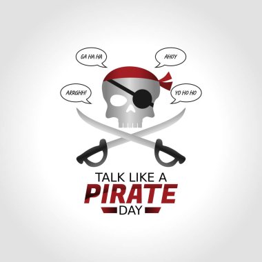 Korsan günü gibi konuşmanın vektör grafiği korsan günü kutlaması gibi konuşmak için iyidir. düz dizayn. İlan tasarımı. Düz illüstrasyon.