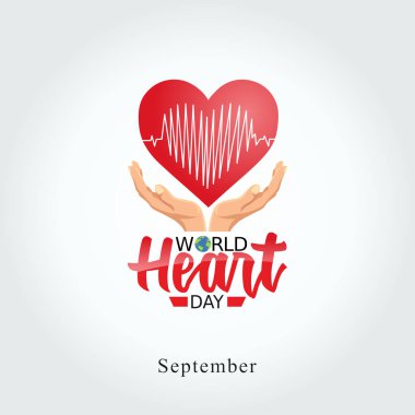 Dünya Kalp Günü 'nün vektör grafiği Dünya Kalp Günü kutlamaları için iyidir. düz dizayn. İlan tasarımı. Düz illüstrasyon.