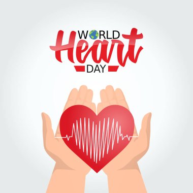 Dünya Kalp Günü 'nün vektör grafiği Dünya Kalp Günü kutlamaları için iyidir. düz dizayn. İlan tasarımı. Düz illüstrasyon.