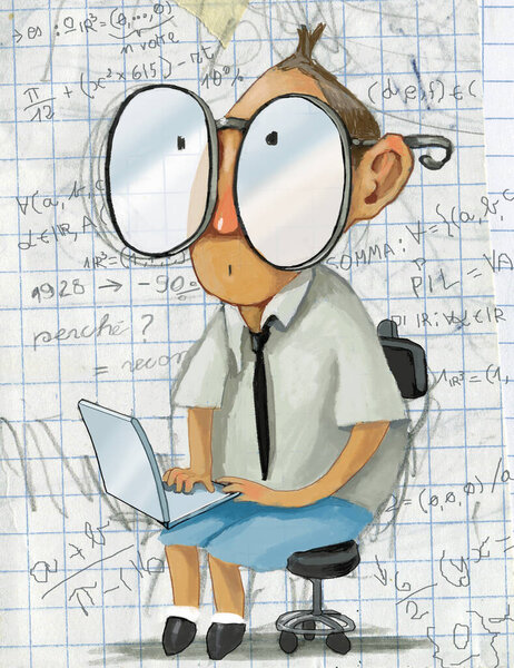 Boy Huges Glasses Computer Background Page Math Clipboar Royalty Free Stock Photos