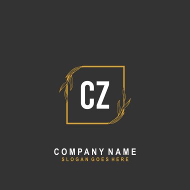 İlk harf CZ imzası, güzellik monogramı ve zarif logo tasarımı, ilk imzadan oluşan el yazısı logosu, düğün, moda, çiçek ve botanik yaratıcı şablona sahip.