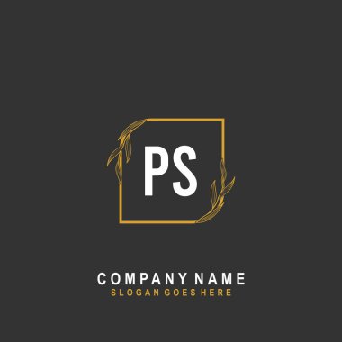 İlk harf PS İmza, güzellik monogramı ve zarif logo tasarımı, ilk imzalı el yazısı logosu, düğün, moda, çiçek ve botanik ve yaratıcı şablon.