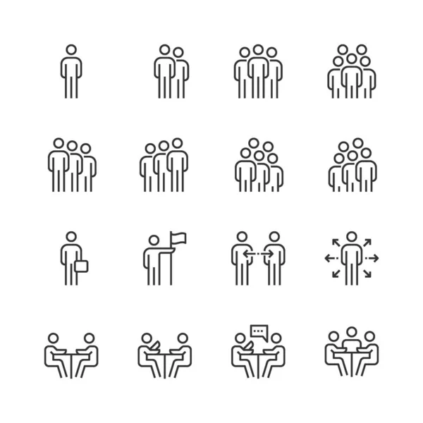 Gruppo Lavoro People Icons Line Team Vector — Vettoriale Stock