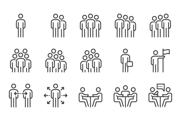 Gruppo Lavoro People Icons Line Team Vector — Vettoriale Stock