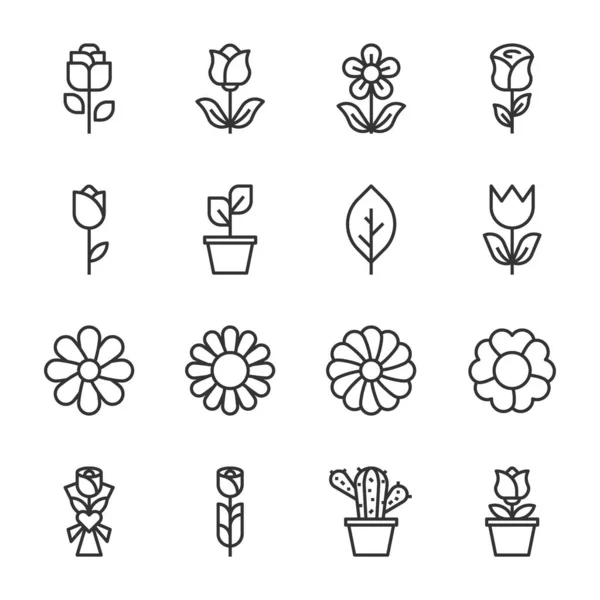 Ikony Kwiatów Wektor Ilustrator — Wektor stockowy