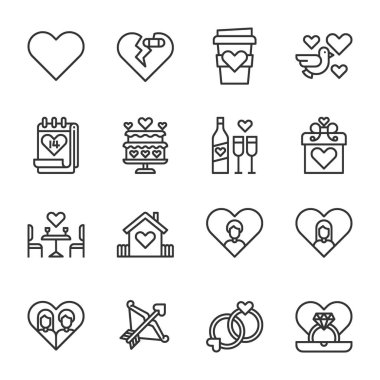 Kalp Aşk Simgesi Vektör İllüstrasyonu 