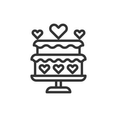 Kalp Keki Aşk Simgesi veya Logo Vektörü İllüstrasyonu 