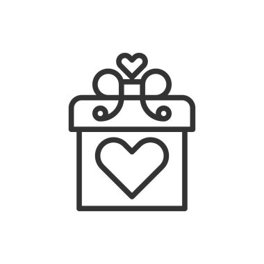 Kalp Hediye Kutusu Aşk Simgesi veya Logo Vektörü İllüstrasyonu