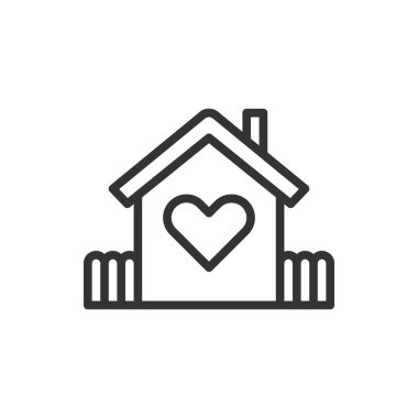 Heart Home Love Simgesi veya Logo Vektörü İllüstrasyonu 