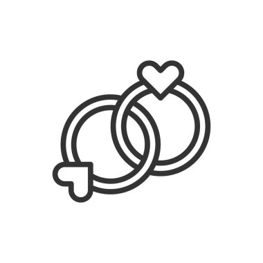 Kalp Yüzükleri Aşk Simgesi veya Logo Vektörü İllüstrasyonu 