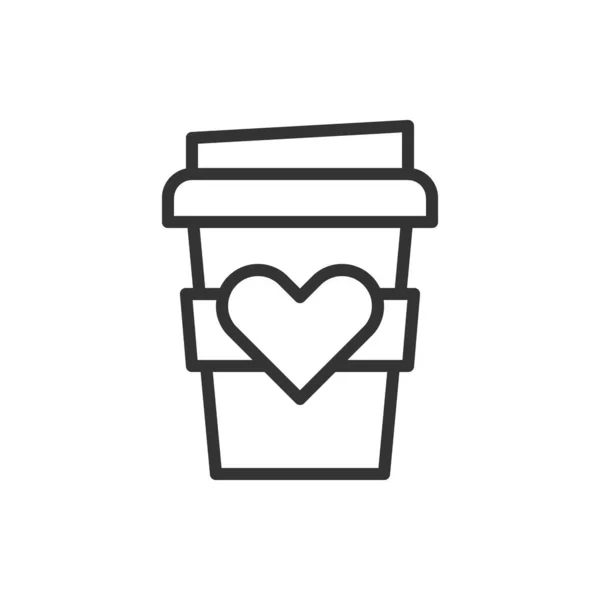 Icône Amour Café Coeur Illustration Vectorielle Logo — Image vectorielle