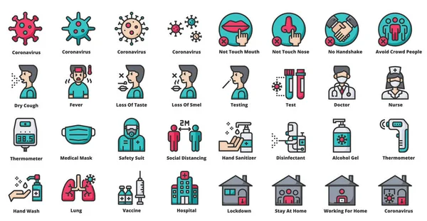 Iconos Del Amor Del Corazón Línea Color Set Vector Ilustración — Archivo Imágenes Vectoriales