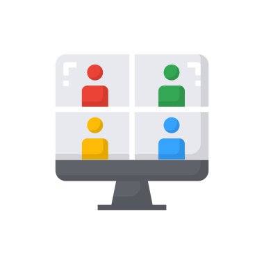 Group Student icon flat color vector