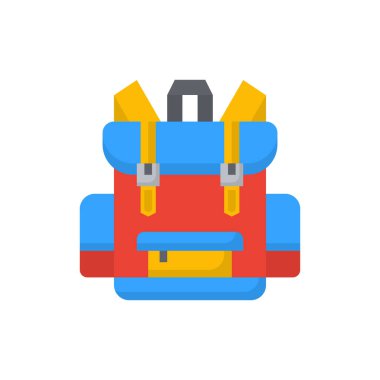 Backpack icon flat color vector