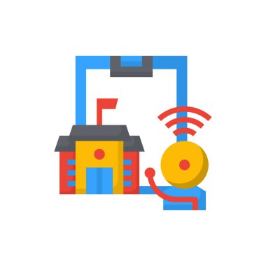 school bell icon flat color vector