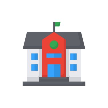 school icon flat color vector