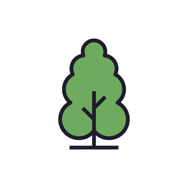 Träd Ikoner Linje Vektor Ekologi Natur Växt — Stock vektor