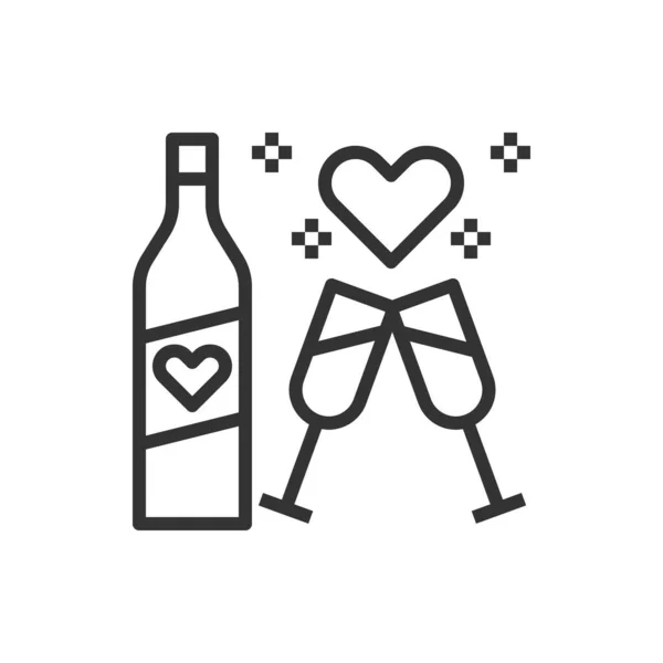 Icono Copa Vino Línea Vector Ilustración — Vector de stock