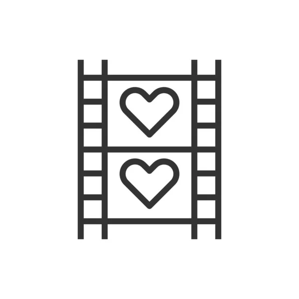 Filme Ícone Amor Linha Vetor Ilustração — Vetor de Stock