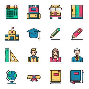 Eğitim Okula Dönüş Simge Vektörü İllüstrasyonu