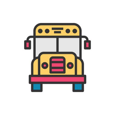 Okul Otobüs Simgesi Vektör İllüstrasyonu