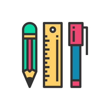 Kırtasiye Satırı Simge Vektörü İllüstrasyonu