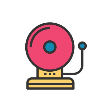 Okul Çanı Satırı Simge Vektörü İllüstrasyonu