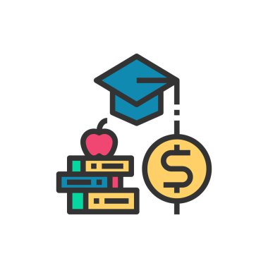 Eğitim Maliyeti Satırı Simge Vektörü İllüstrasyonu