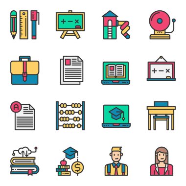 Eğitim Okula Dönüş Simge Vektörü İllüstrasyonu