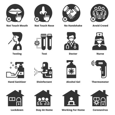 Corona Virüsü İlgili Simge Vektör İllüstrasyonu