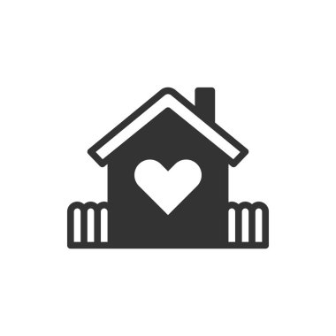 Heart Home Love Simgesi veya Logo Vektörü İllüstrasyonu 