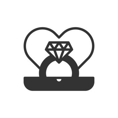 Kalp Yüzükleri Aşk Simgesi veya Logo Vektörü İllüstrasyonu 