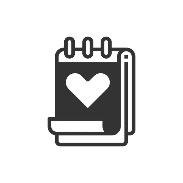 Illustration Vectorielle Icône Logo Amour Calendrier Coeur — Image vectorielle