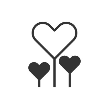 Kalp Balonları Simgeyi ya da Logo Vektörü İllüstrasyonunu Sever 