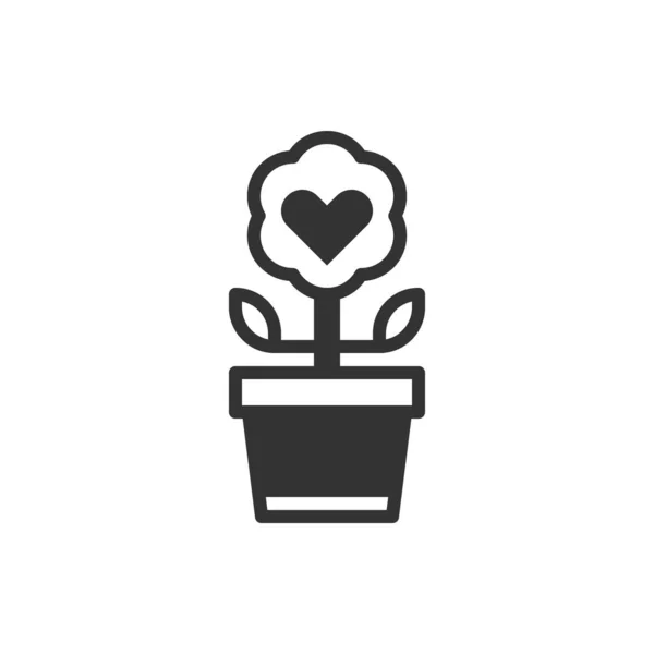Icône Amour Pot Fleur Coeur Illustration Vectorielle Logo — Image vectorielle
