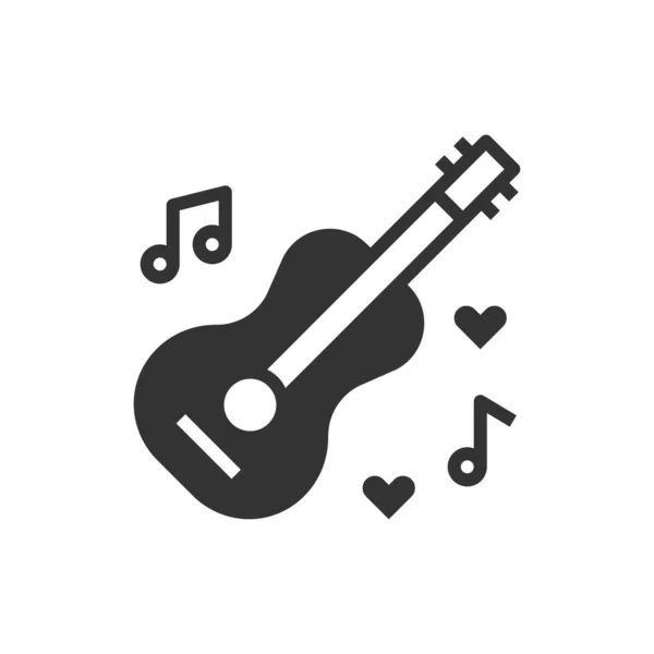 Srdce Kytara Láska Ikona Nebo Logo Vektorové Ilustrace — Stockový vektor