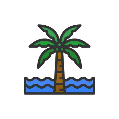 Hindistan cevizi Ağacı Simgesi Vektör İllüstrasyonu, Doğa, Woo