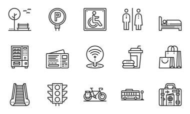 Element Şehri ve Sokak Çizgisi Simgesi, Bisiklet, Seyahat, Park