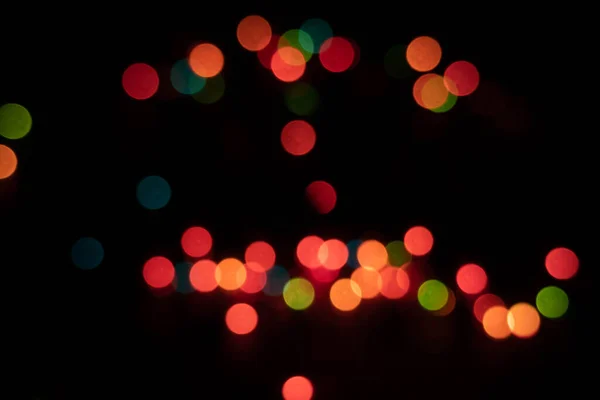 Bokeh Bild Kreis Auf Schwarzem Hintergrund Der Nacht — Stockfoto