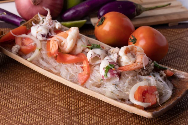 Ensalada Picante Vermicelli Con Mariscos — Foto de Stock