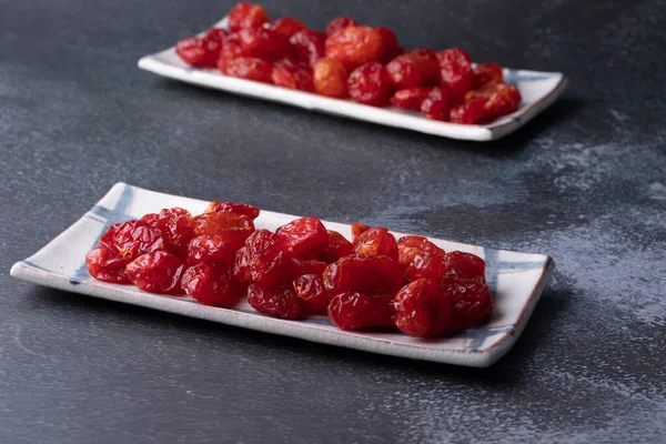 Tomates Secos Sol Con Placa Cerámica — Foto de Stock