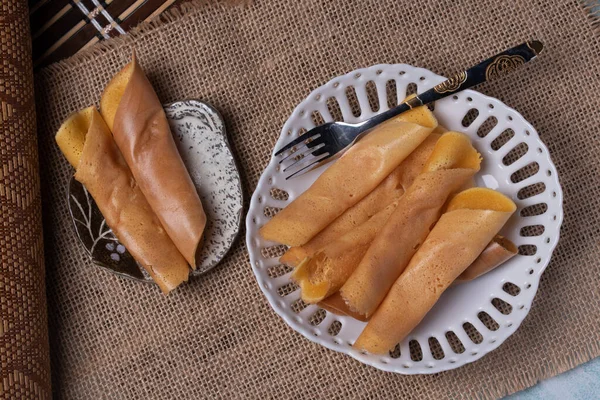 Cozinhar Panqueca Rolante Khanom Tokyo — Fotografia de Stock