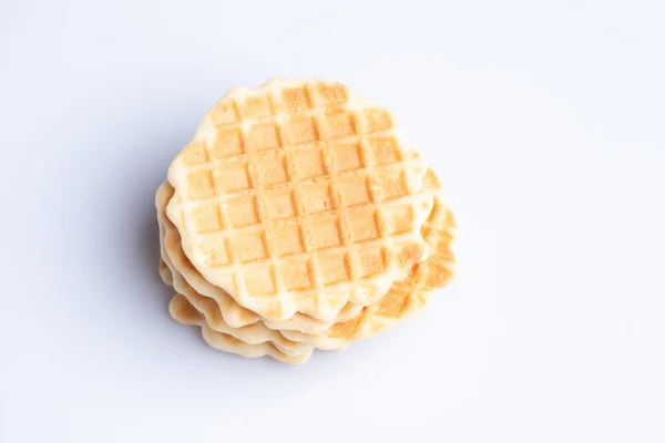 Wafels Koekjes Een Witte Achtergrond — Stockfoto