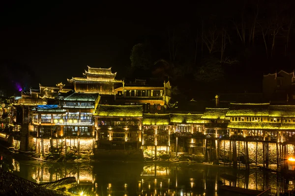 Fenghuang (Phönix) die antike Stadt bei Nacht, Provinz Hunan, China Stockfoto