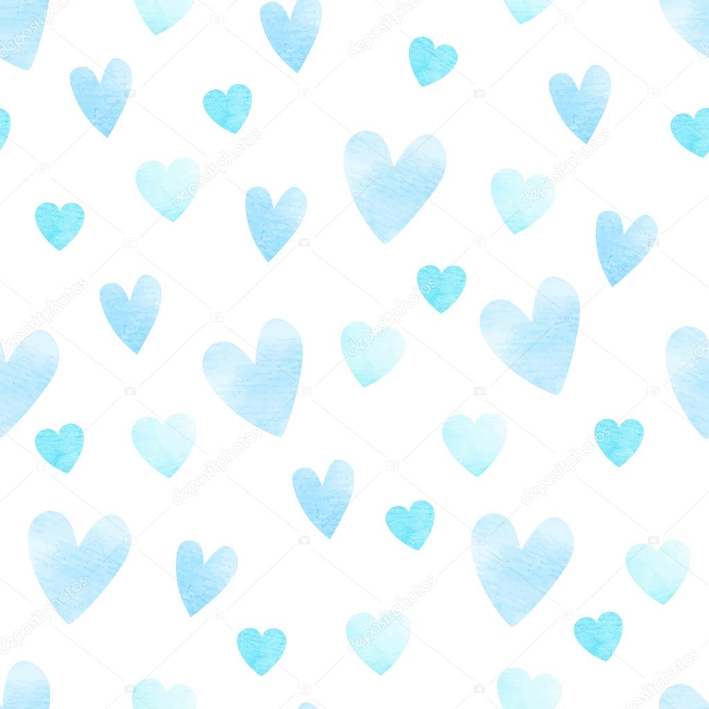 Cute seamless vector illustration pattern with blue hearts and
