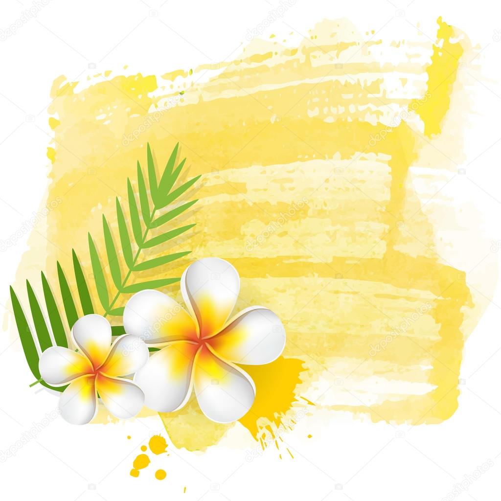 Yellow watercolor with frangipani